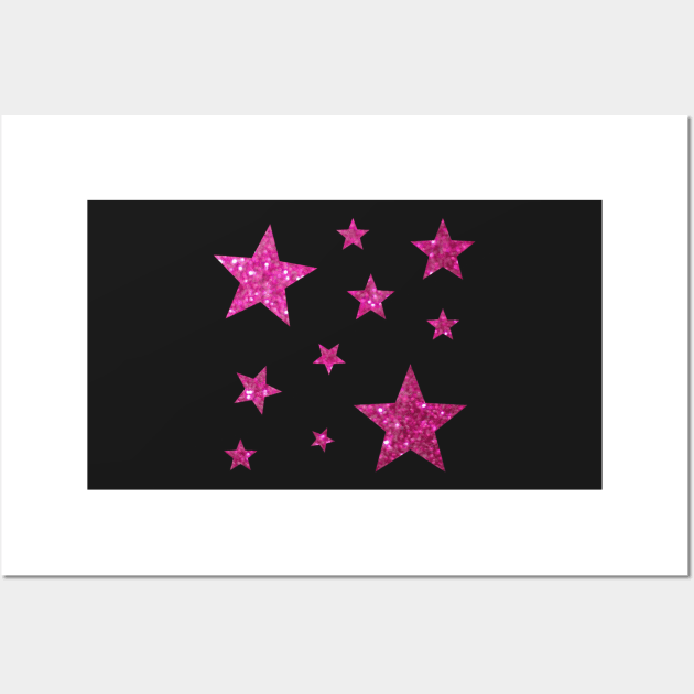 Hot Pink Faux Glitter Stars Wall Art by Felicity-K